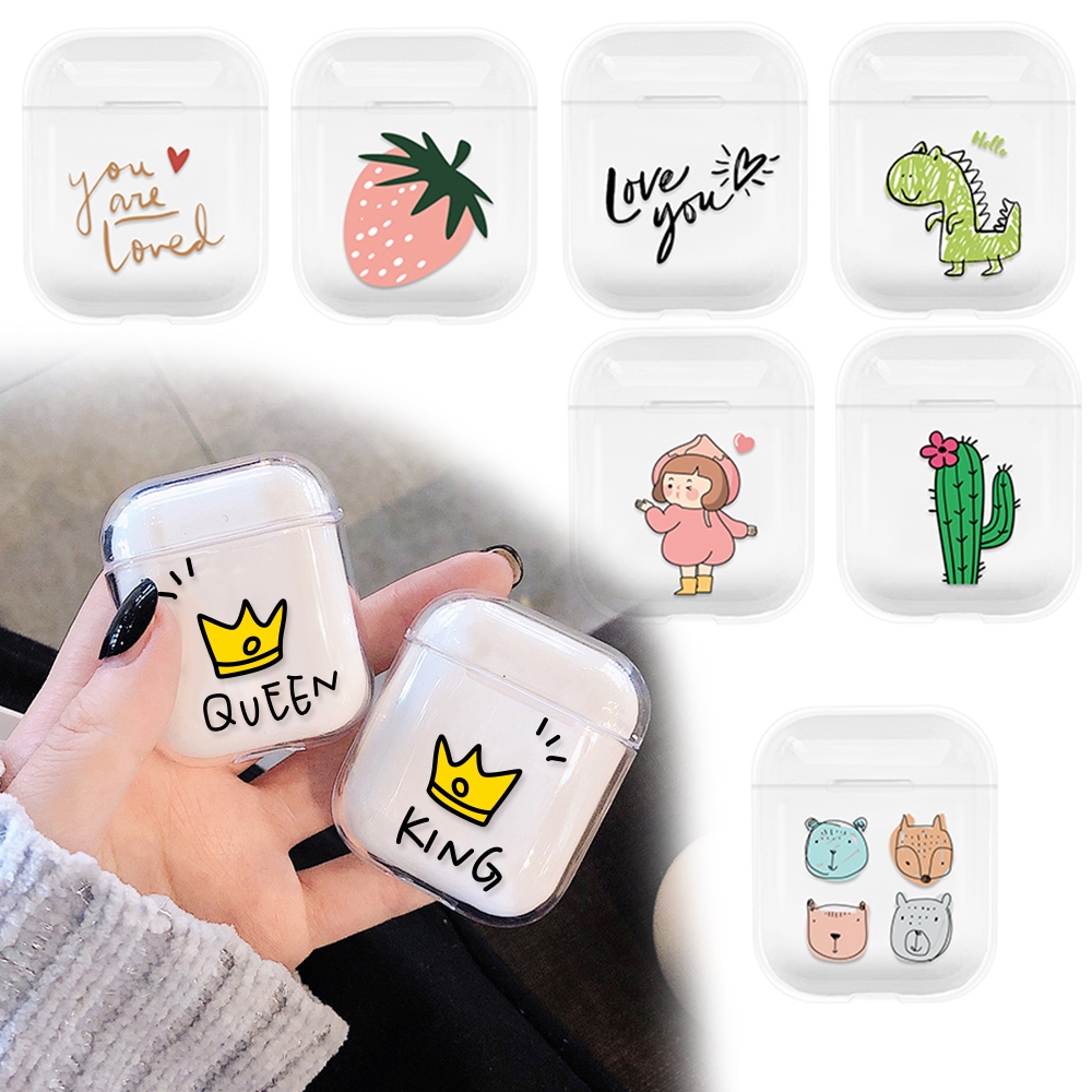 Vỏ bọc silicone bảo vệ hộp tai nghe in hình ảnh xinh xắn dễ thương cho Apple AirPods 1 2
