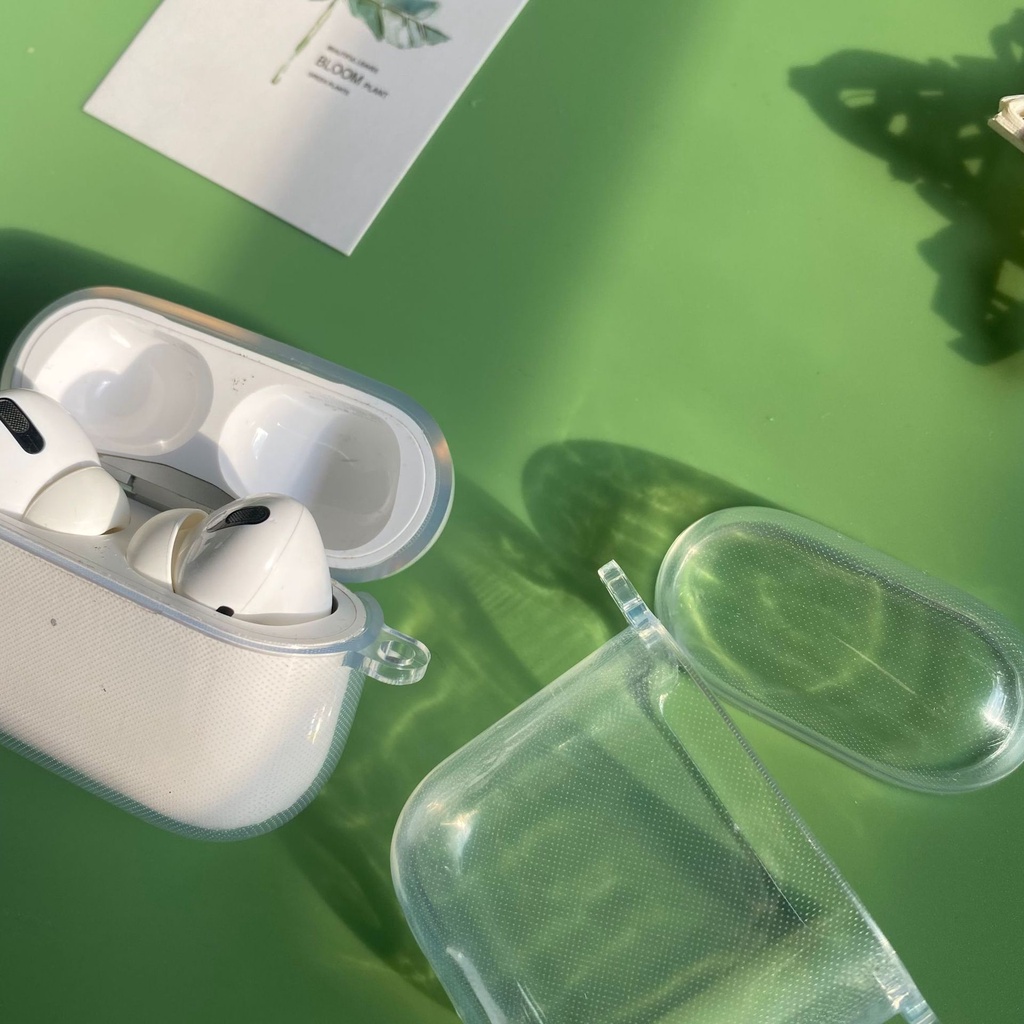 Vỏ Bảo Vệ Hộp Sạc Tai Nghe Bluetooth Airpods 1 2 Pro 3 2021 2 Móc Bằng TPU Mềm Trong Suốt