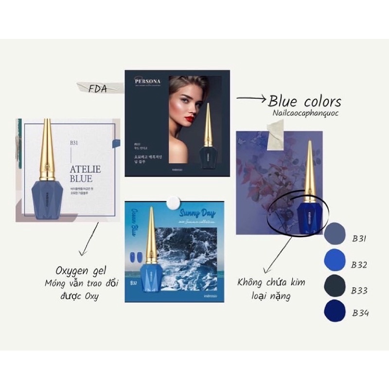 Chính hãng- FreeshipSơn gel cao cấp Hàn Quốc Estemio tone màu xanh blue ( gía lẻ 1 chai)