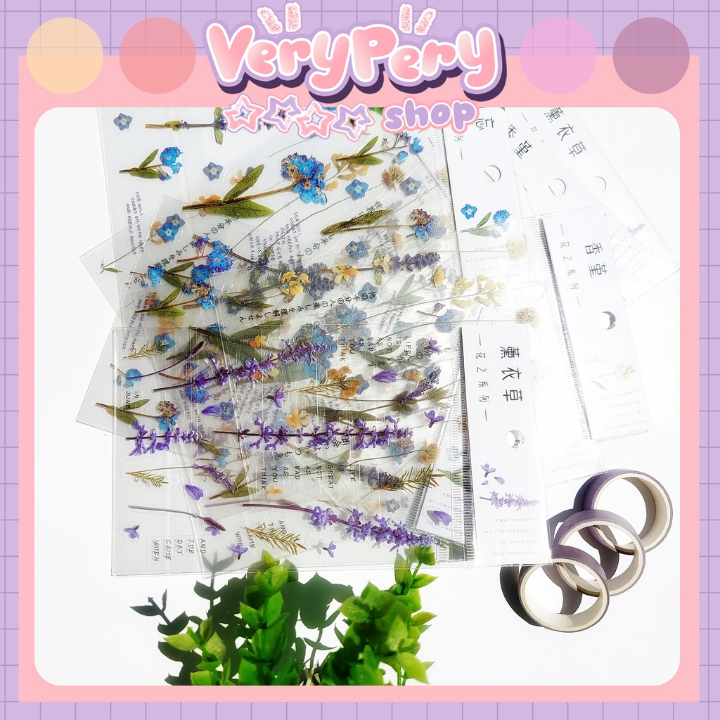 Sticker Hoa Lá Trang Trí Sổ Tay, Làm Bullet Journal