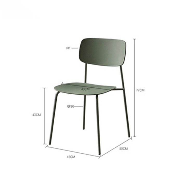 Ghế nhựa đúc PP chân sắt chắc chắn decor quán cafe đẹp - Ghế ăn gia đình, ngồi coffee dựa lưng thư giãn nhiều màu