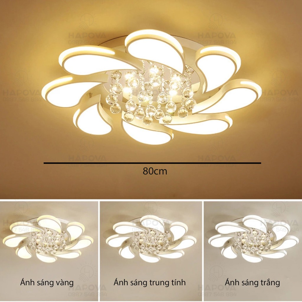 Đèn ốp trần, đèn trần phòng khách bằng pha lê HAPOVA GENER 0905
