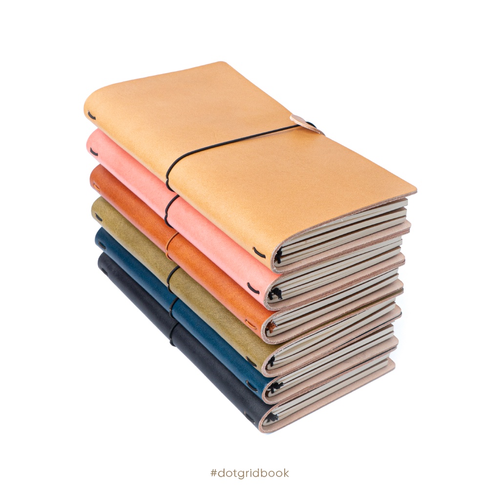 Sổ tay bìa da Handmade Dot Grid size Medium - nhiều màu tùy chọn