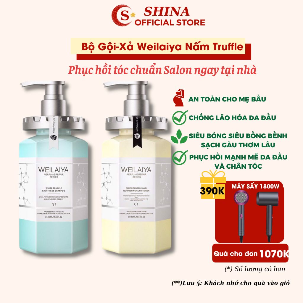 Dầu gội weilaiya phục hồi đa tầng nấm truffle,bộ dầu gội ngăn rụng tóc phục hồi tóc hư tổn,tóc tẩy, tóc dầu tóc khô gàu