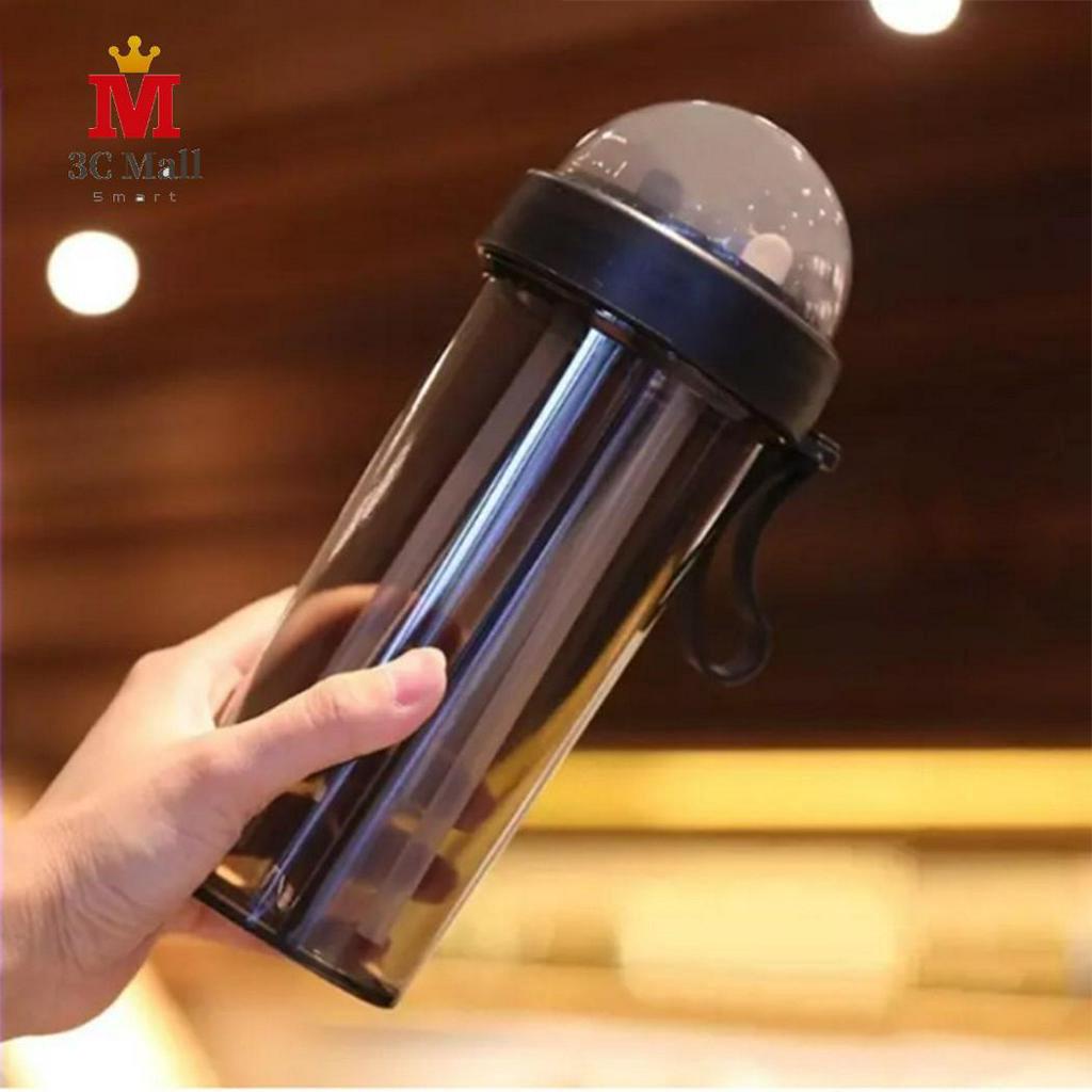 Bình nước chất liệu PC nắp PP chống bụi chia hai ngăn tiện dụng có ống hút