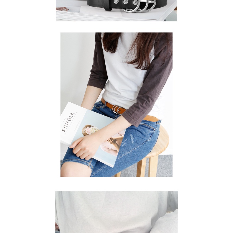 Thắt Lưng Mỏng Khóa Tròn 3 Vòng Thiết Kế Đơn Giản Thời Trang Cho Nữ