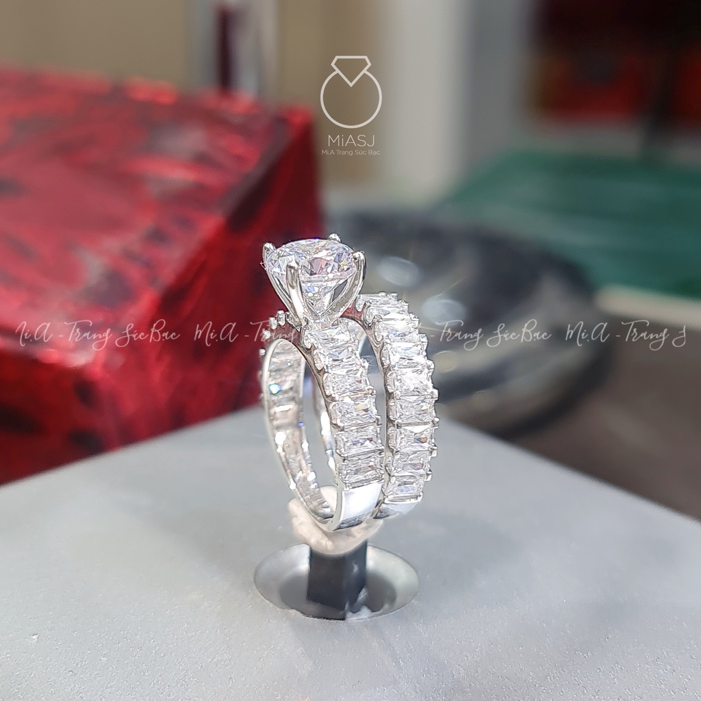 Nhẫn cặp đôi bạc Ý S925 nạm đá cao cấp MiASJ N522/N523