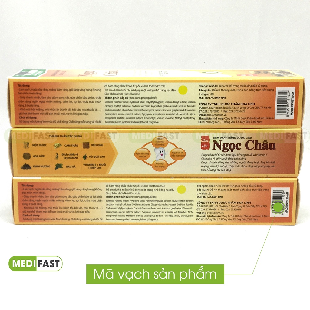 Kem đánh răng Ngọc Châu 125g Mẫu mới - Kem đánh răng thảo dược