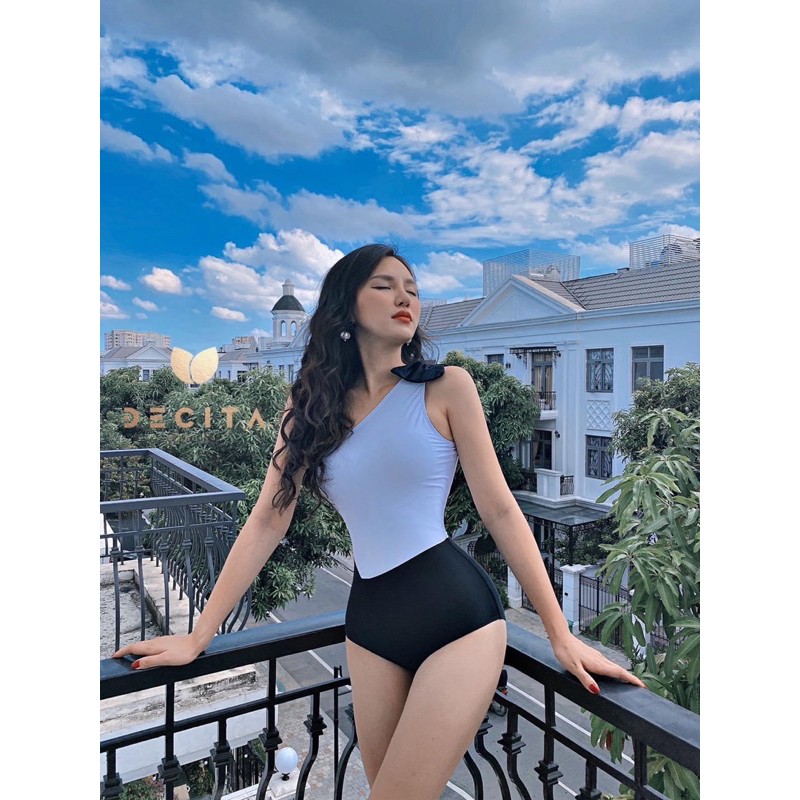 Bikini lệch phố nơ đen bản to như hình