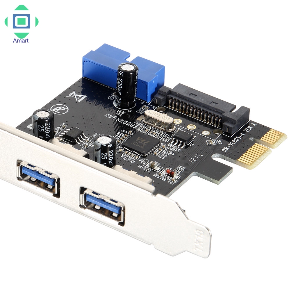 (Shop Amart) Mạc mở rộng PCI-E sang 2 cổng USB 3.0 5-Port với kết nối 20Pin Connector PC A