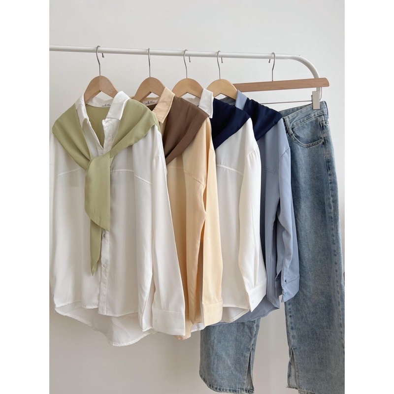 [HÀNG SẴN]ÁO SƠMI KÈM KHĂN DÀI TAY STYLE ulzzang siêu xinh