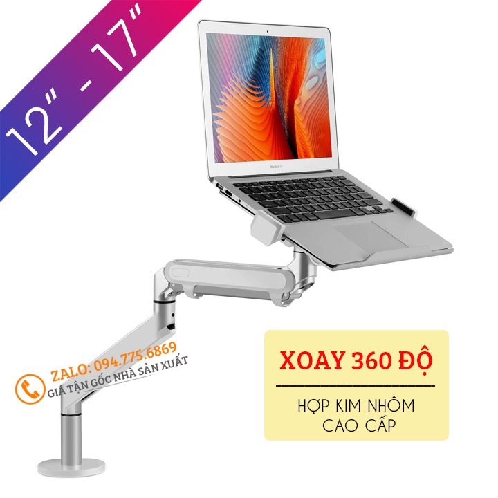 Tay Giá Treo Đỡ Laptop - Macbook - Ipad 12 - 17 Inch / Màn Hình Máy Tính 17 - 32 Inch / Hợp Kim Nhôm Cao Cấp OZ 1S