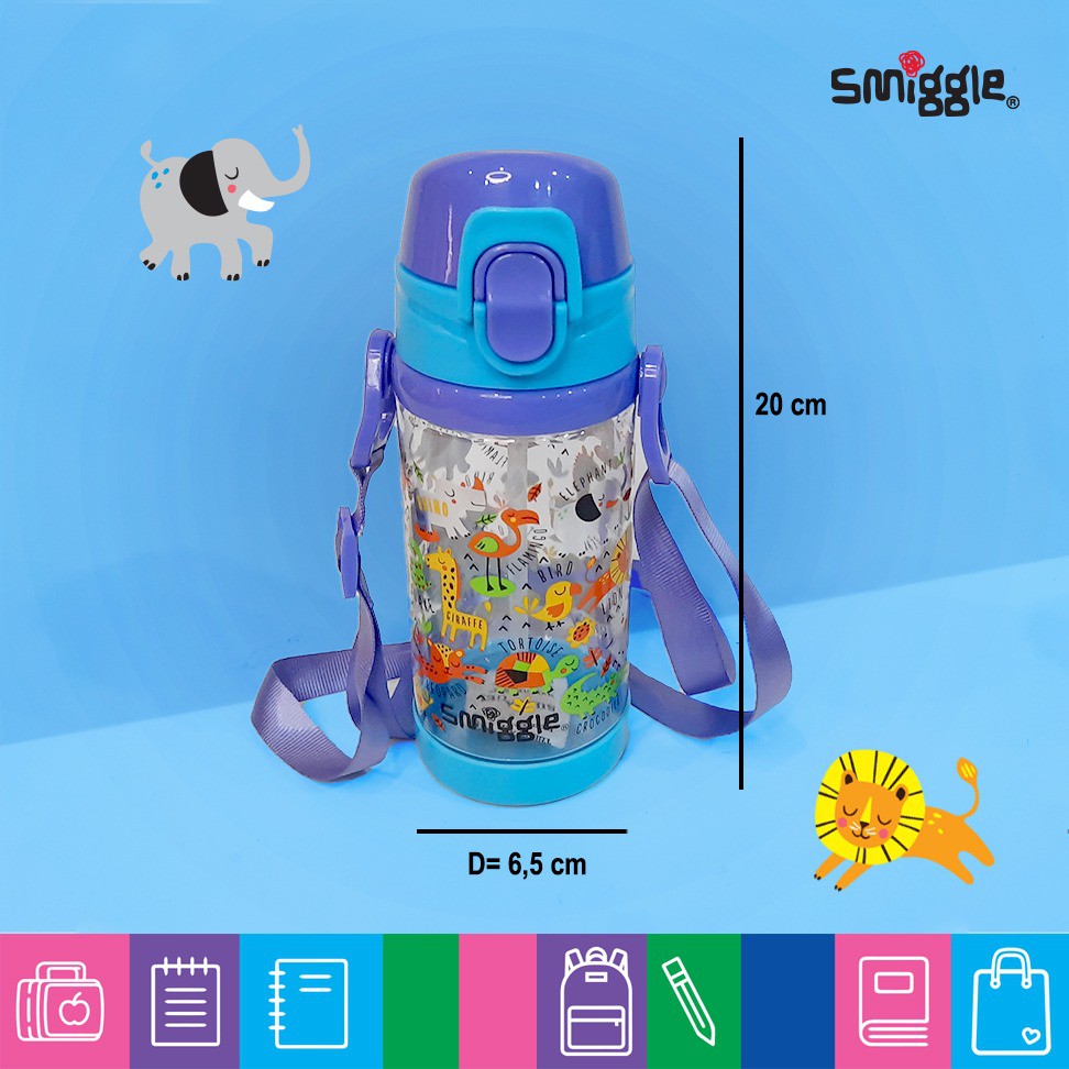 Smiggle Bình Nước 450ml V4015 Kèm Ống Hút