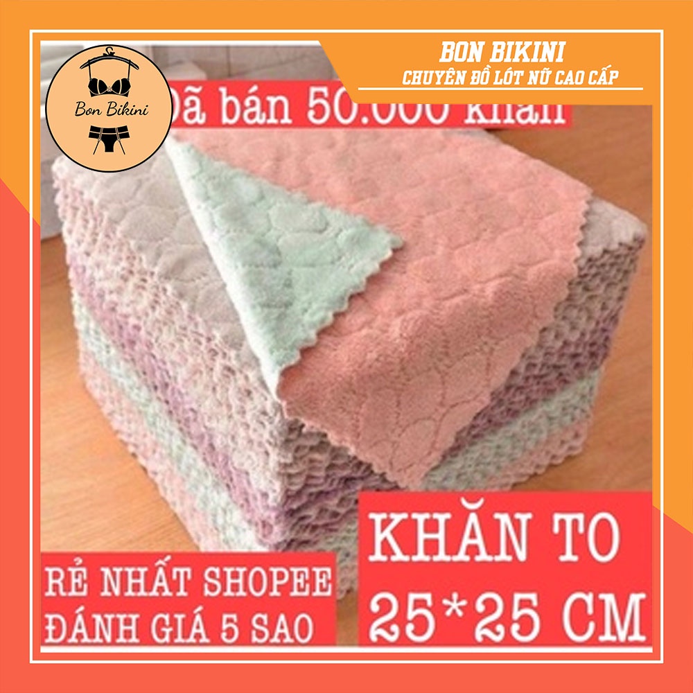 KT 25*25cm Khăn lau bếp đa năng 2 mặt siêu thấm (lau bếp, bát đĩa, bàn ghế...) kháng khuẩn SP031