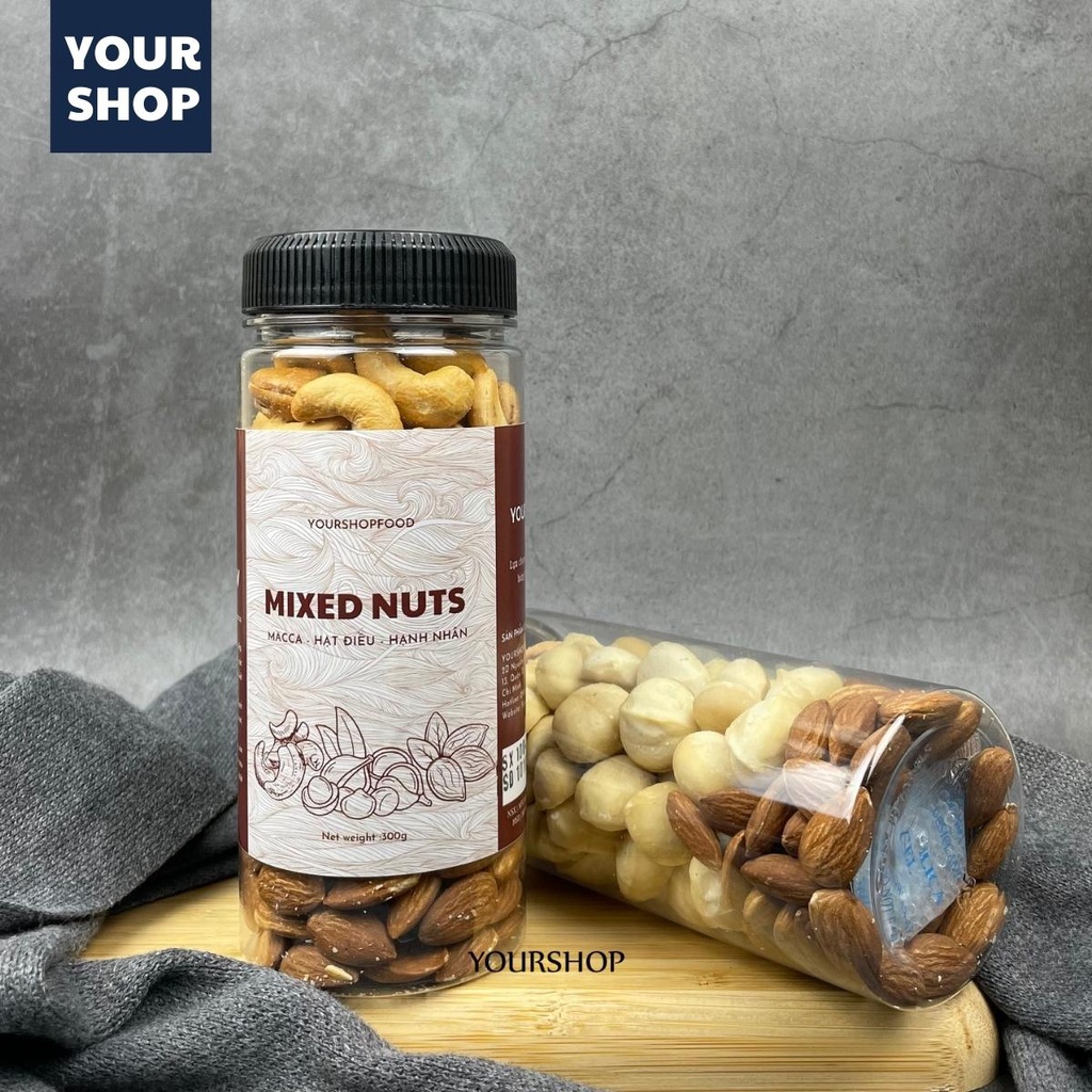 Hạt dinh dưỡng mix 3 loại Yourshop - ngũ cốc bà bầu gồm macca, hạt điều, hạnh nhân