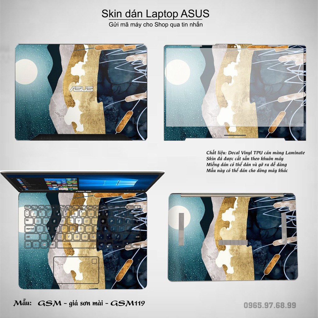 Skin dán Laptop Asus in hình sơn mài (inbox mã máy cho Shop)