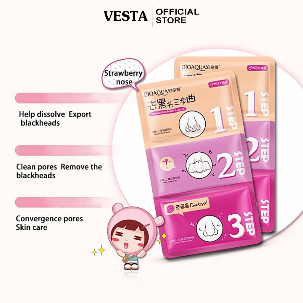 Mặt nạ lột mụn 3 bước Bioaqua - gel lột mụn mũi đầu đen hiệu quả | BigBuy360 - bigbuy360.vn