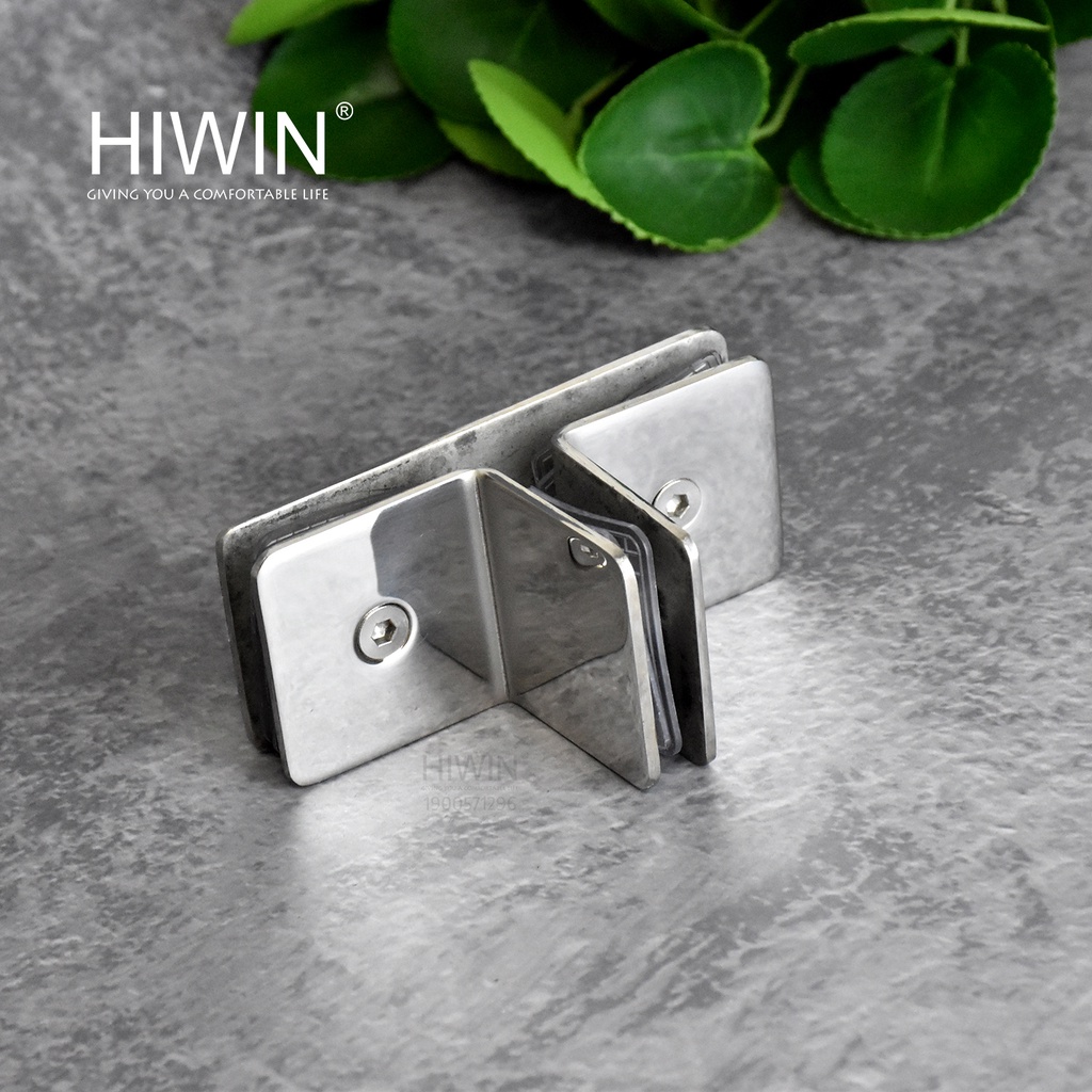 Kẹp kính chữ T phòng tắm kính đôi mặt gương inox 304 Hiwin FC-092