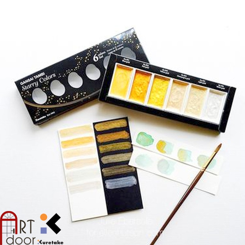 [ARTDOOR] Bộ màu Nước Nén Nhũ GANSAI TAMBI Starry hạng họa sĩ  (hộp giấy) - 6 Màu
