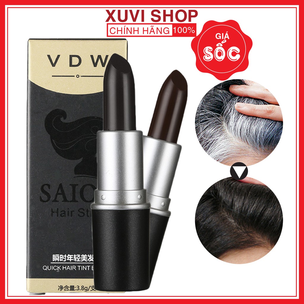 Son Nhuộm Phủ Che Tóc Bạc Thành Đen VDW Hair Stick Chính Hãng, Che Chân Tóc Bạc Tạm Thời Dạng Thỏi Sáp - XUVI SHOP