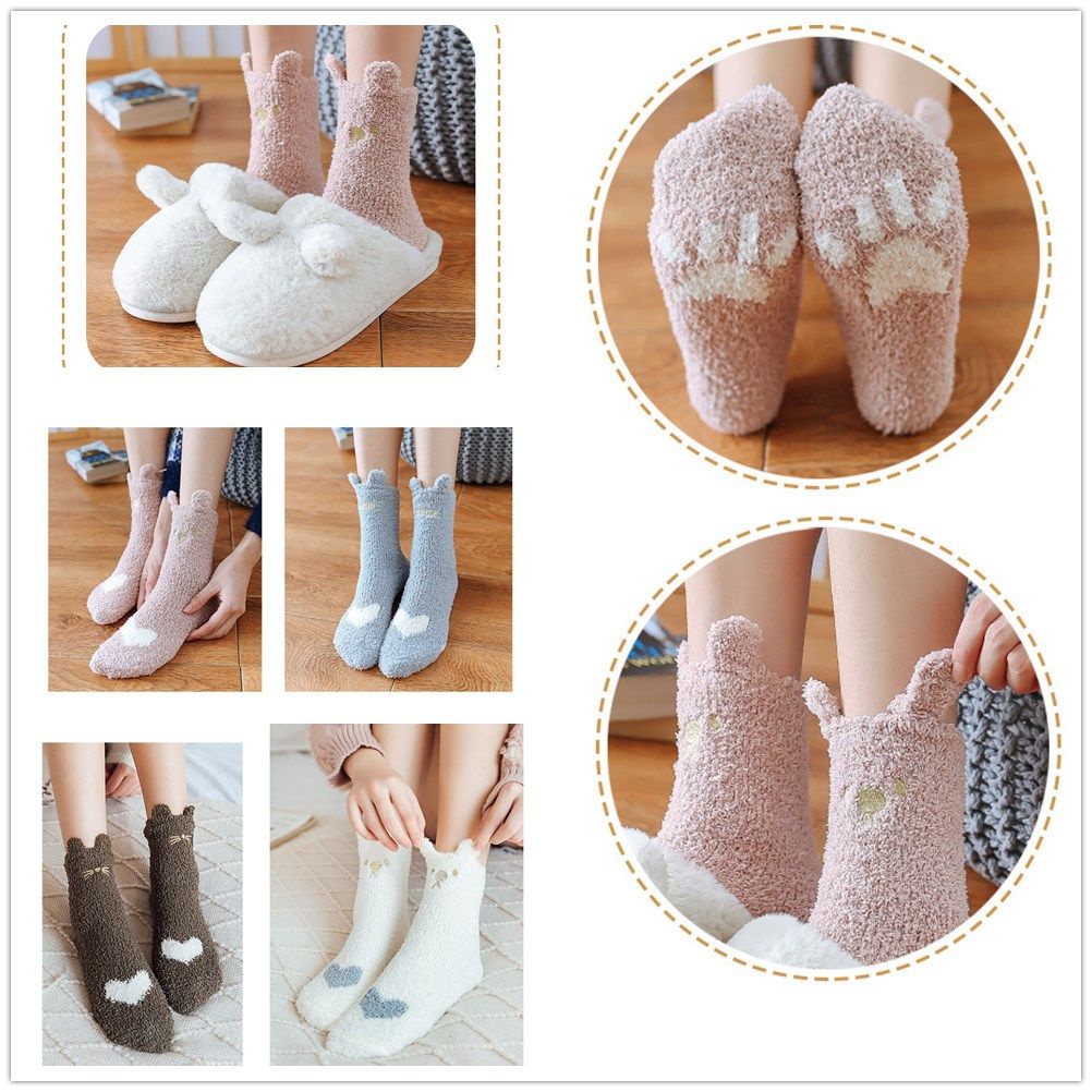 Đôi vớ bông mềm mịn nhiều màu sắc giữ ấm mùa thu đông cho nữ