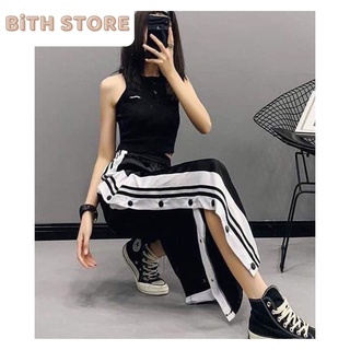 Quần Ống Rộng Nữ Cài Nút Bấm Hai Bên
