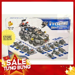Lego Panlos 633010 Lắp Ráp Xe Bọc Thép SWAT 12 in 1 - Swat Armored Car ( 572 Mảnh ) [ Hàng Có Sẵn ]