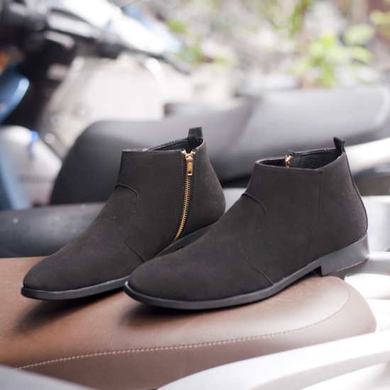 Giày chelsea boots nam da lộn, cổ khóa, đế khâu chắc chắn-CB521VN