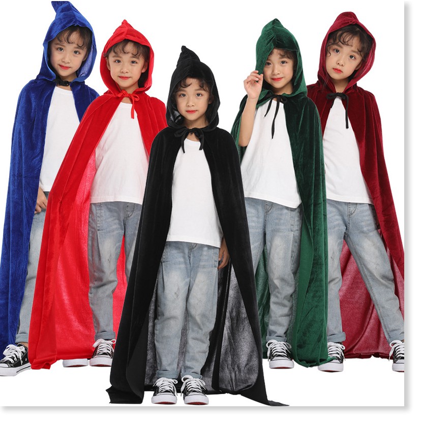Halloween áo choàng trẻ em người lớn đóng vai người lớn nhung dày đặc chương trình ăn mặc áo choàng phù thủy chết áo cho