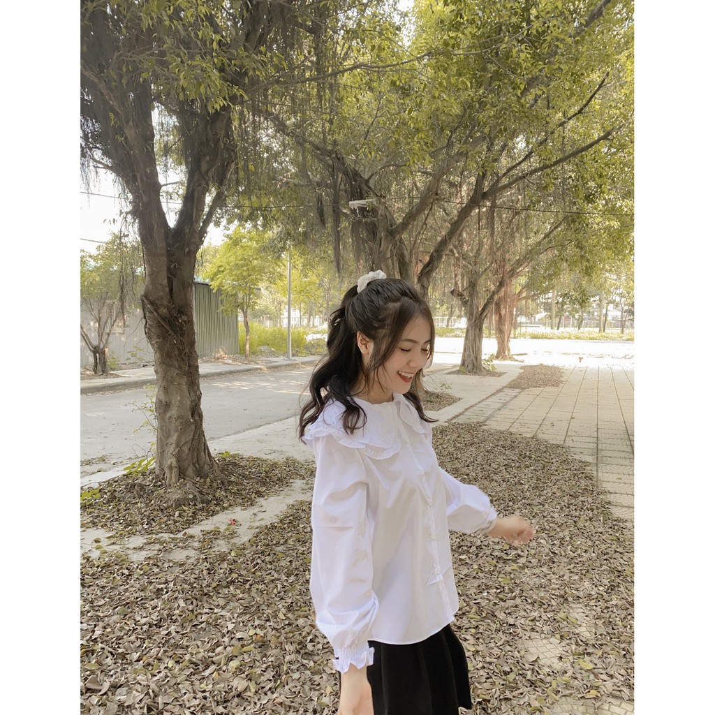 Áo sơ mi bèo dài tay vải thô ướt Goo Studio không nhăn thoáng mát | BigBuy360 - bigbuy360.vn