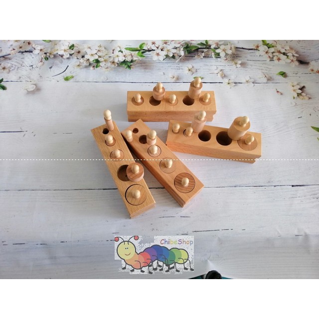 Núm trụ Montessori mini - Giáo cụ montessori, bài tập cảm quan cho bé