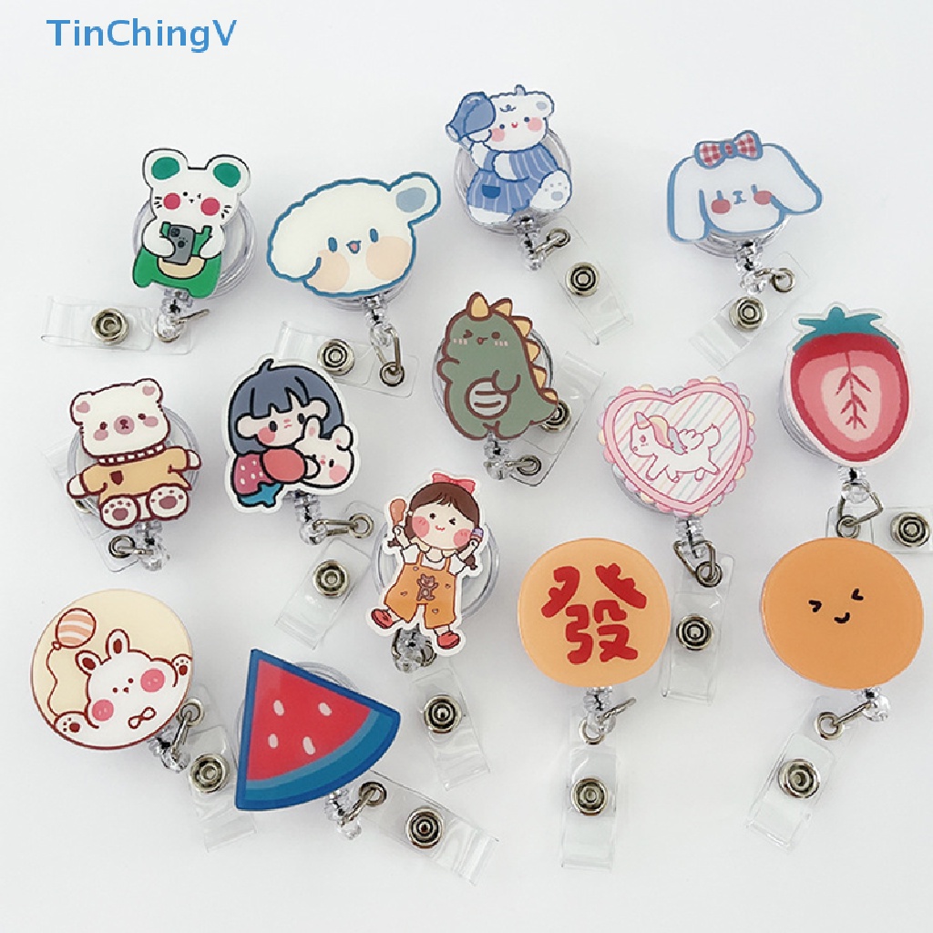 [TinChingV] Kẹp Giữ Thẻ ID Huy Hiệu Hình Gấu Đáng Yêu Bằng Acrylic Có Thể Thu Gọn Cho Học Sinh Y Tá [Mới]
