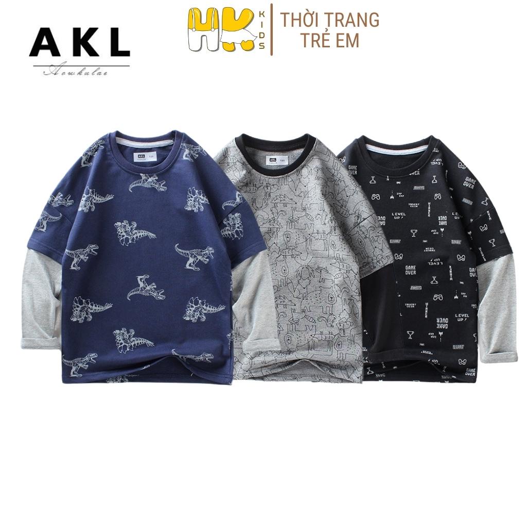 Áo thun dài tay bé trai AKL, áo phông thu đông cao cấp chất COTTOT mềm mịn size đại cho các bé lớn - HK KIDS (2943)