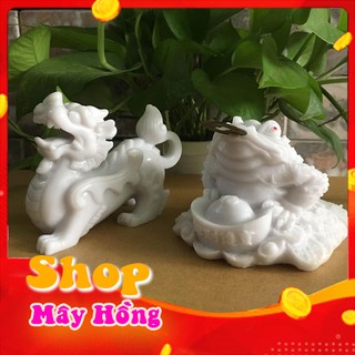 combo tỳ hưu phong thủy - thiềm thừ tài lộc màu trắng mang tài lộc