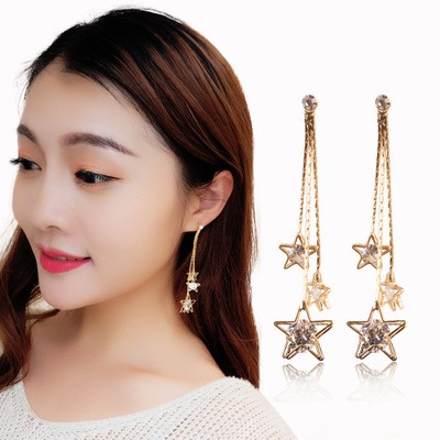 Khuyên Tai - Bông Tai - Hoa Tai Dáng Dài Ngôi Sao Xinh Xắn Phong Cách Hàn Quốc