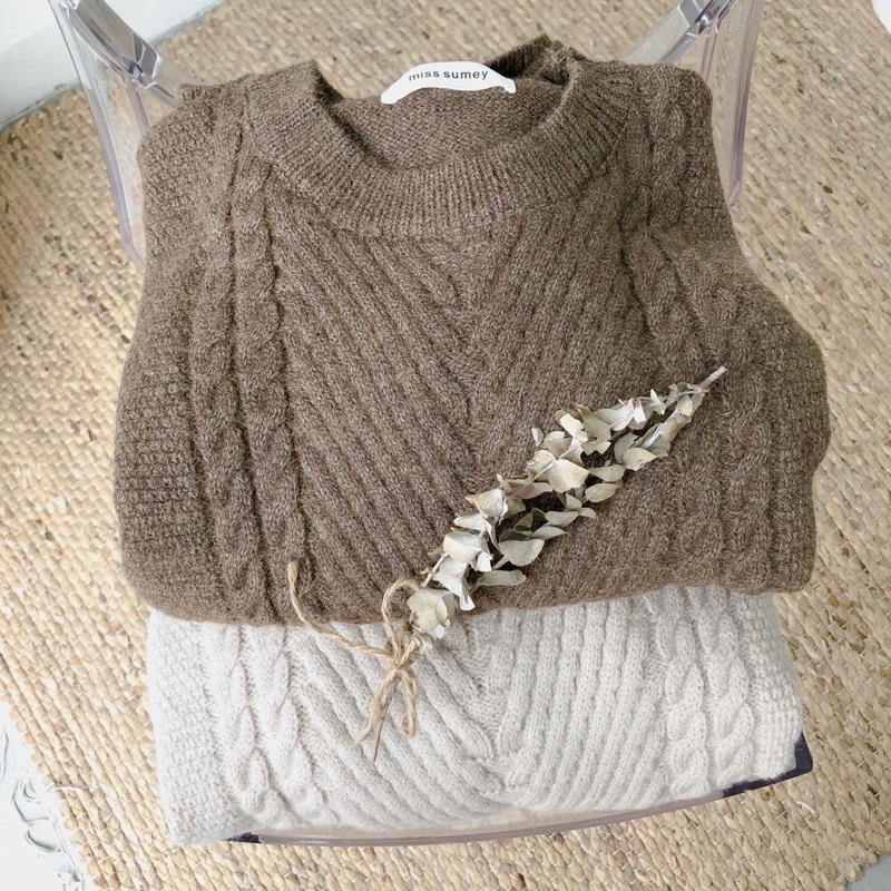 Áo len cổ tròn vặn thừng tay dài LEN clothing 7890 | BigBuy360 - bigbuy360.vn