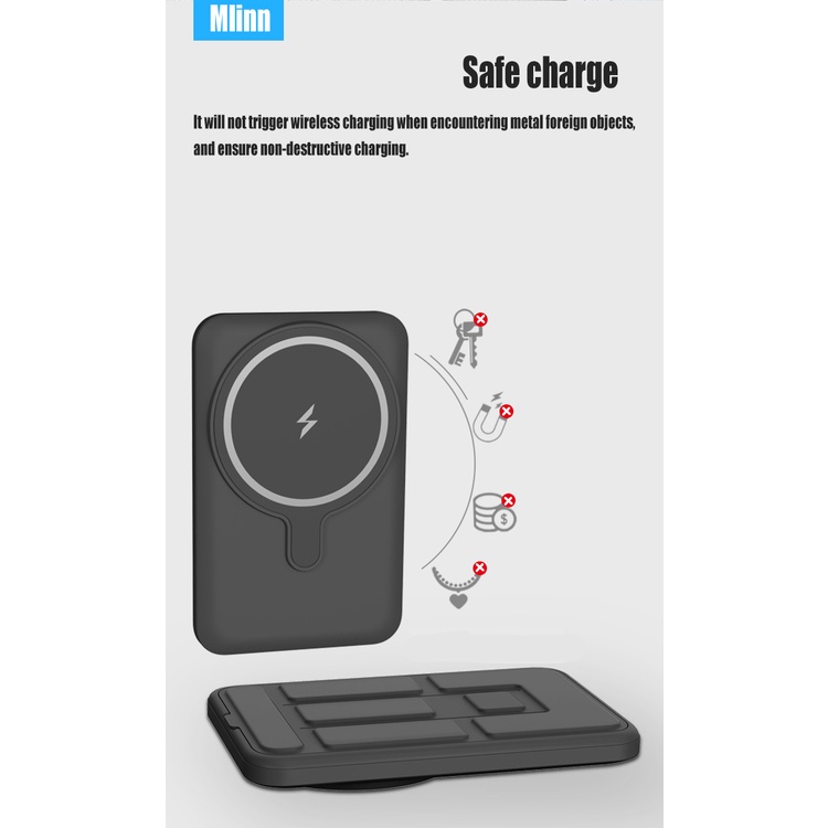 Pin Sạc Dự Phòng Không Dây 10000mAh Macsafe Có Nam Châm QC 3.0 Cho iPhone 13 12