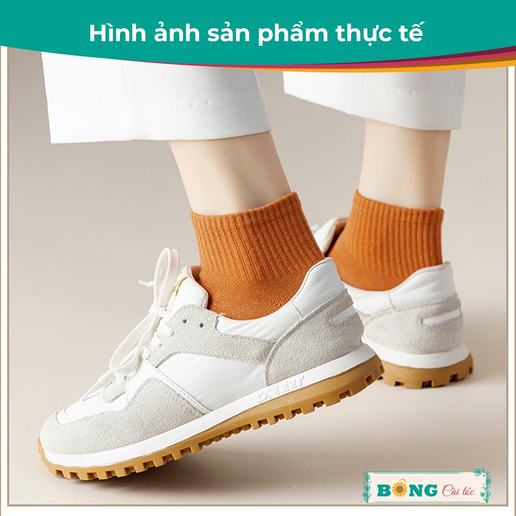 Tất nữ cổ ngắn bo chun truyền thống nhiều màu chất cotton mềm mịn co giãn 4 phong cách Hàn Quốc TC70 - Vớ BÔNG Cài Tóc
