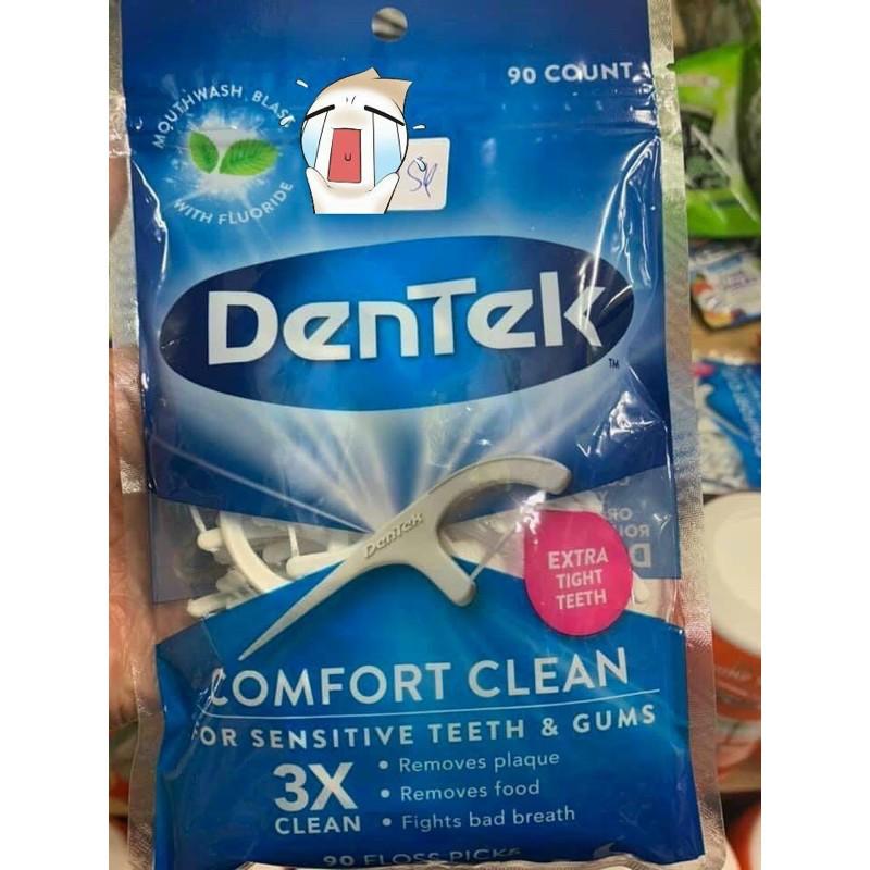 Cung Chỉ nha khoa DenTek Comfort Clean For Sensitive Teeth & Gums, 90 cây - Mỹ