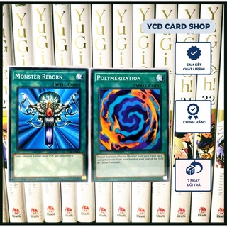 Thẻ bài Yugioh chính hãng combo 2 lá Polymerization và Monster Reborn - Common