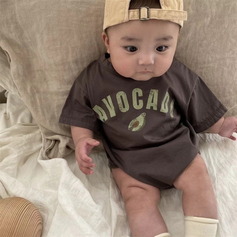 Bộ Áo Liền Quần Tay Ngắn In Họa Tiết Trái Cây Dễ Thương Thời Trang Mùa Hè Cho Bé Sơ Sinh Từ 0-2 Tuổi