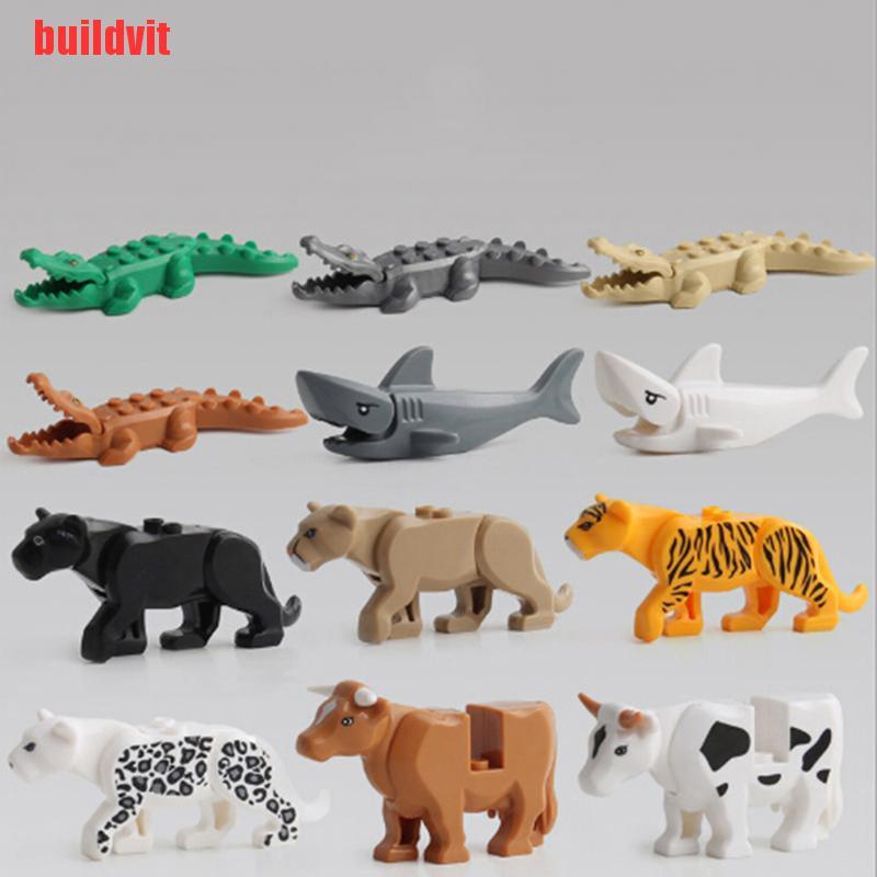 {buildvit}1Set Crocodile Tiger Cow Animal Buildable Model kids Animal Building Block Toys YFV