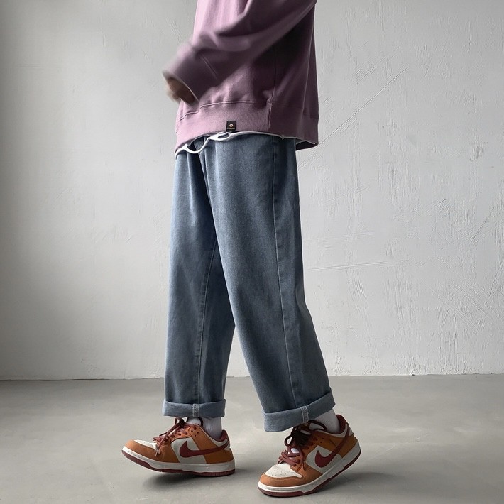 [Hàng có sẵn] Quần Jean Trơn Dáng Gọn Phong Cách Unisex Lưng Thun Dễ Phối Đồ