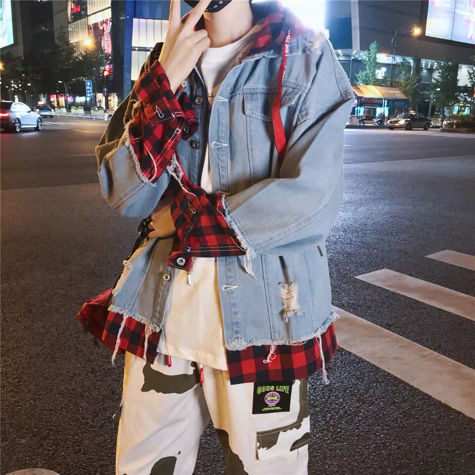 Áo khoác jean Nam cao cấp phối nỉ phong cách cá tính sành điệu (có nón) - New Hot