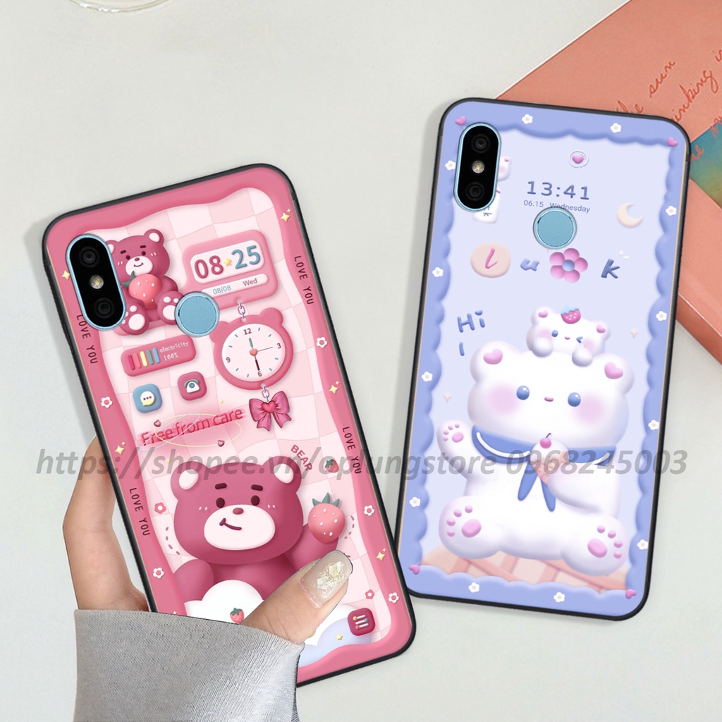 Ốp lưng Xiaomi Redmi 6 Pro / Mi 6X / S2 / A2 Lite in hình 3D gấu,thỏ cute dễ thương
