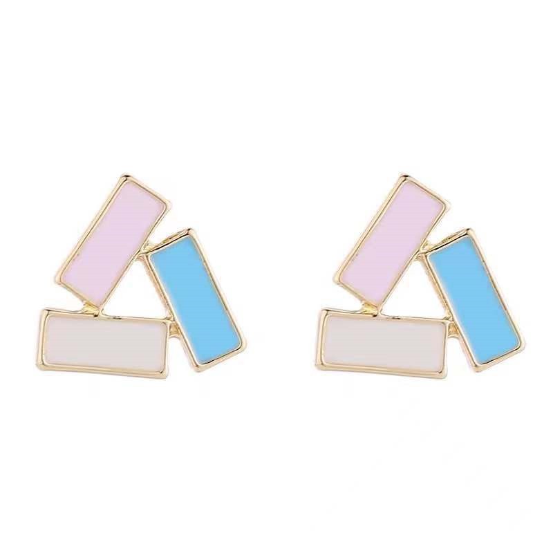 Bông Tai Mạ Bạc 925 Thiết Kế Hình Học Đơn Giản Thời Trang