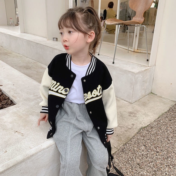 Áo khoác bóng chày thời trang xuân thu xinh xắn cho bé gái