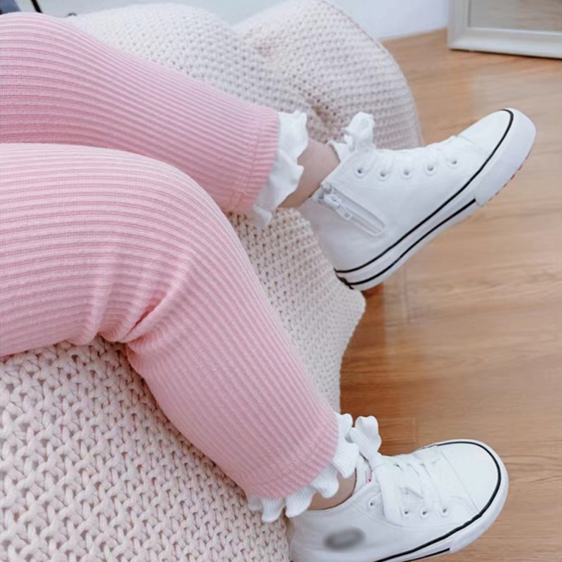 Quần Lót Legging Phối Ren Hoa Hoạ Tiết Kẻ Sọc Cho Bé Gái