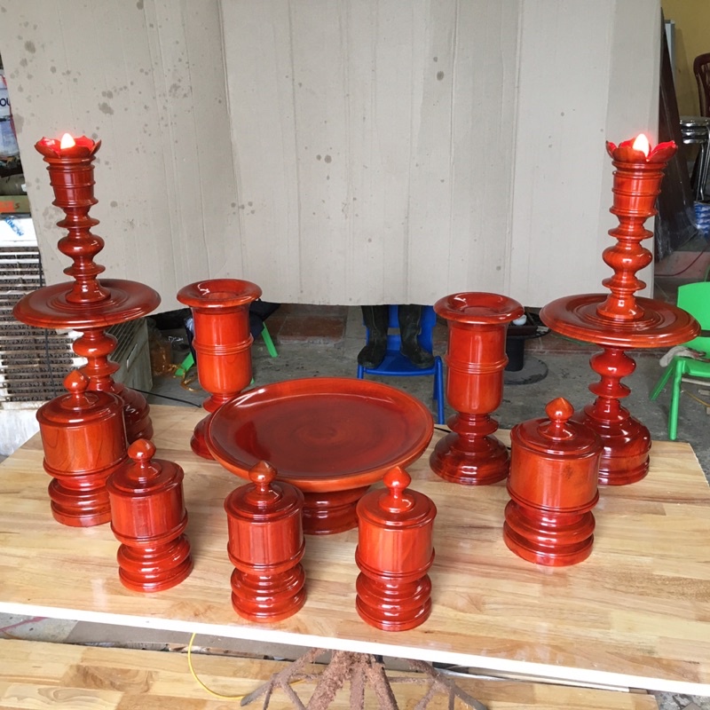 Bộ Đài Nến Gỗ Tự Nhiên cao cấp 10 món(Có Bán Rời Từng sản phẩm)