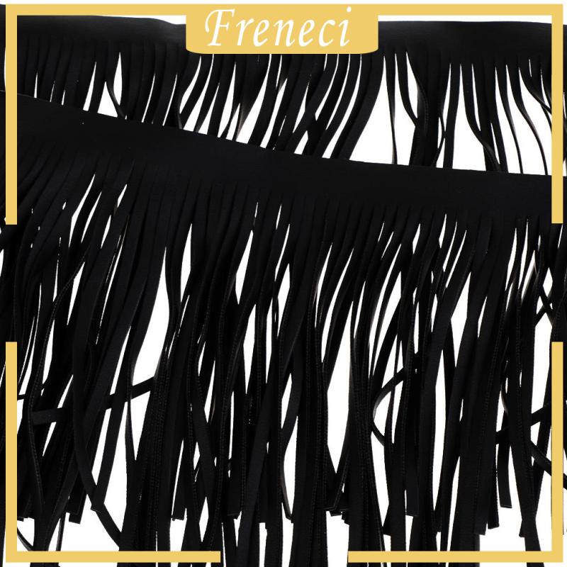 Dải Dây Tua Rua Màu Đen Giả Da 1 Yard Dùng Trang Trí Quần Áo DIY